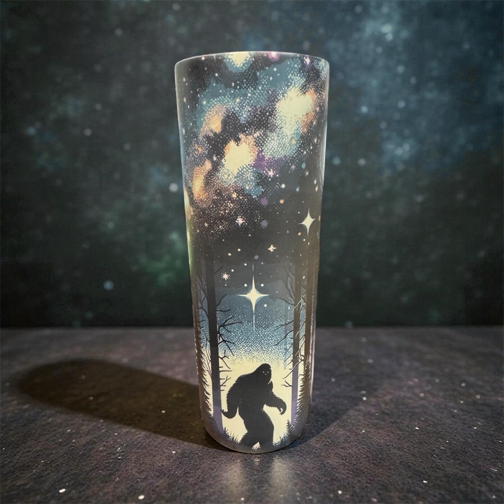 Handmade Glow in the Dark Bigfoot Galaxy 20 oz Tumbler